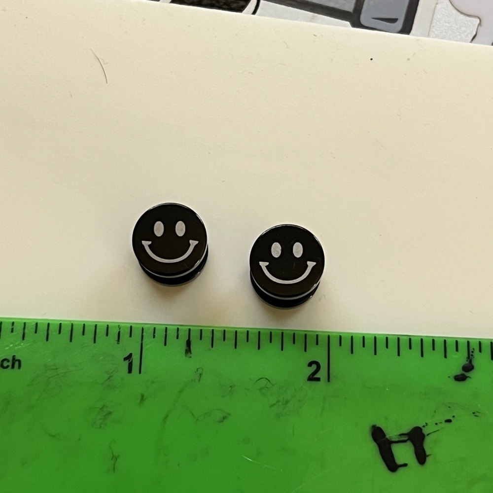 Black Smiley Face Stud Earrings